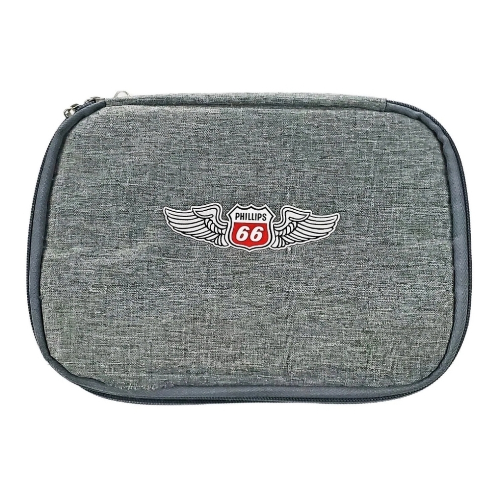 Phillips 66 Gadget Travel Kits Mens Gray Double Zipped With SD Card Pocket